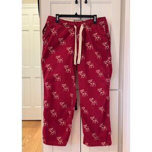 Vintage Abercrombie & Fitch PJ Pajama Pants Mens Small Red Moose Print Flannel